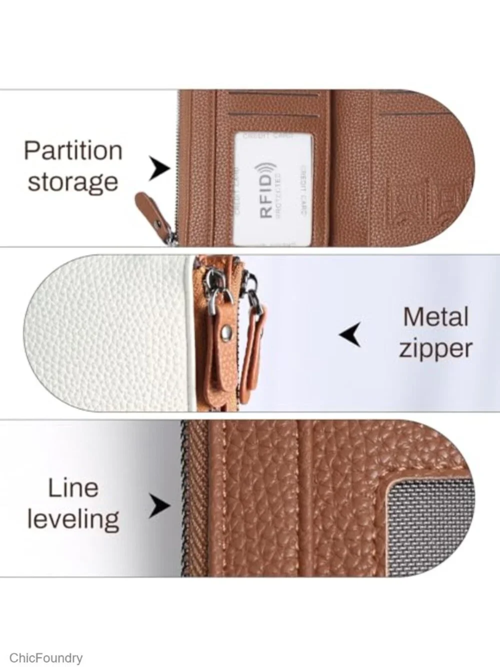 Women PU Leather Large Capacity RFID Blocking Bifold Wallet with Coin Pocket
